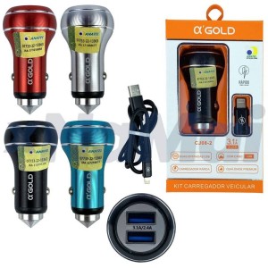 KIT_VEICULAR 2USB_3A LTGN (CJ082)
