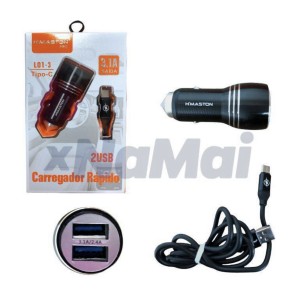 KIT_VEICULAR 2USB_3A TYPEC (CJ083/L013)